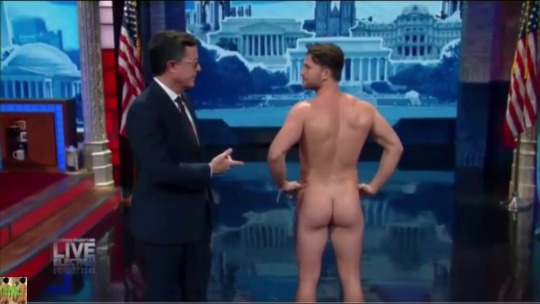 Dan Dexter naked on Stephen Colbert. 